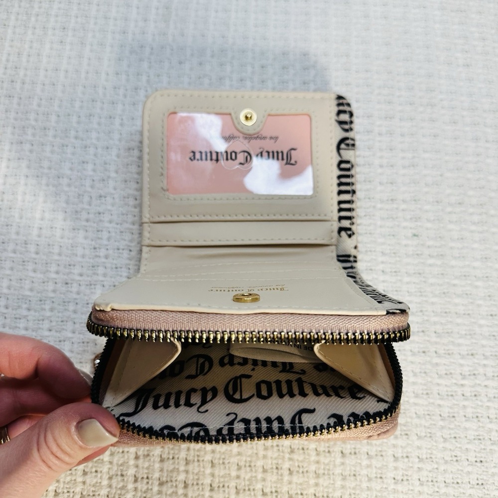 Juicy Couture Pink "Not Your Babe" Small Zip Around Wallet - Logo & Heart Charms - Picture 4 of 11